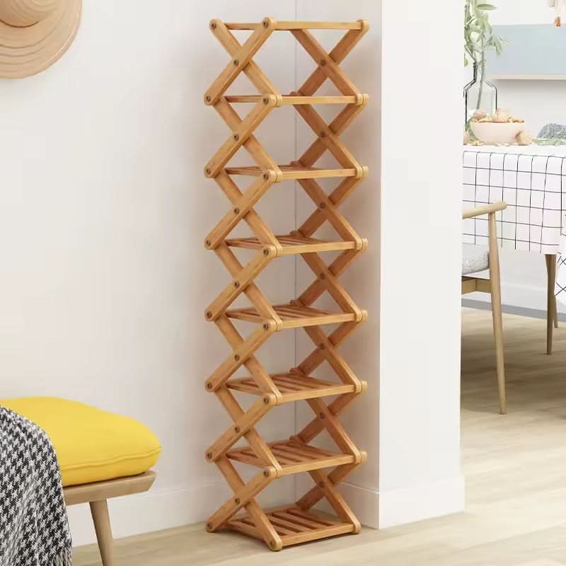 Shoe Rack Bamboo Foldable Tiered Storage