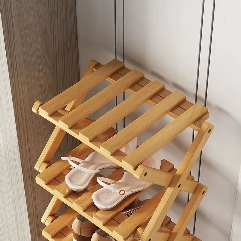 Shoe Rack Bamboo Foldable Tiered Storage