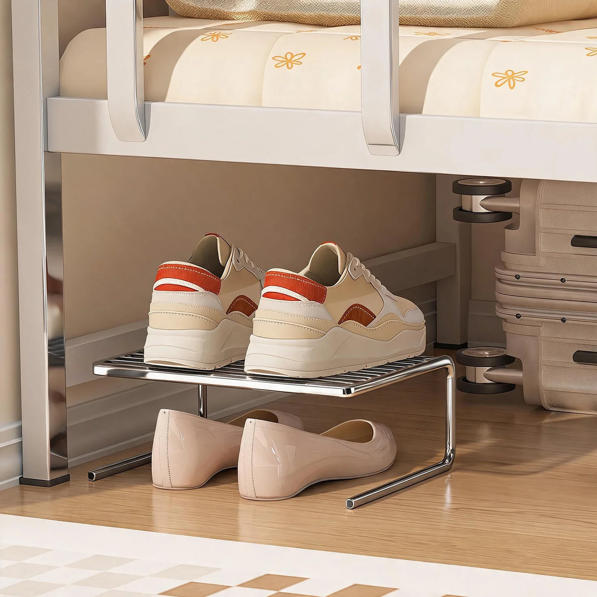 Shoe Rack Two-Tier Powder-Coated Steel Space-Saving Design