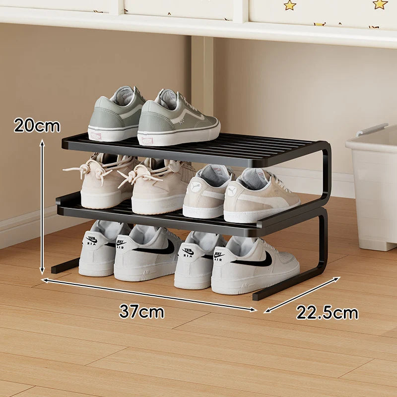 Shoe Rack Two-Tier Powder-Coated Steel Space-Saving Design