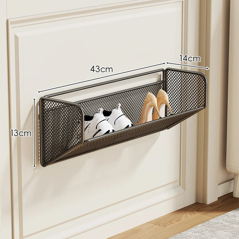 Shoe Rack Wall-Mounted Foldable Metal Mesh