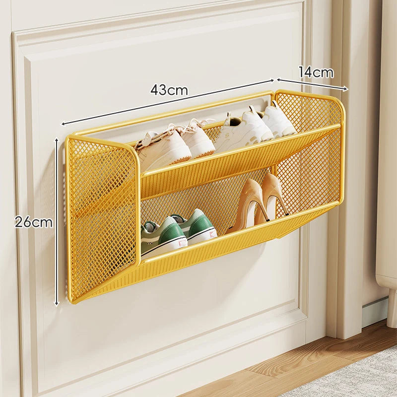 Shoe Rack Wall-Mounted Ventilated Mesh Hinged Front