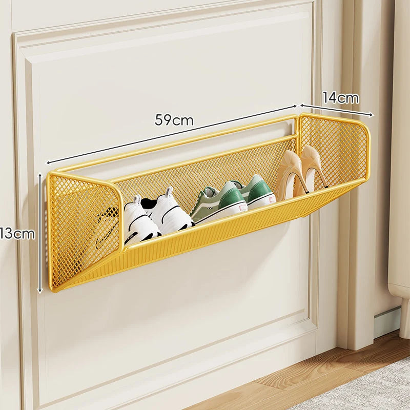 Shoe Rack Wall-Mounted Ventilated Mesh Hinged Front