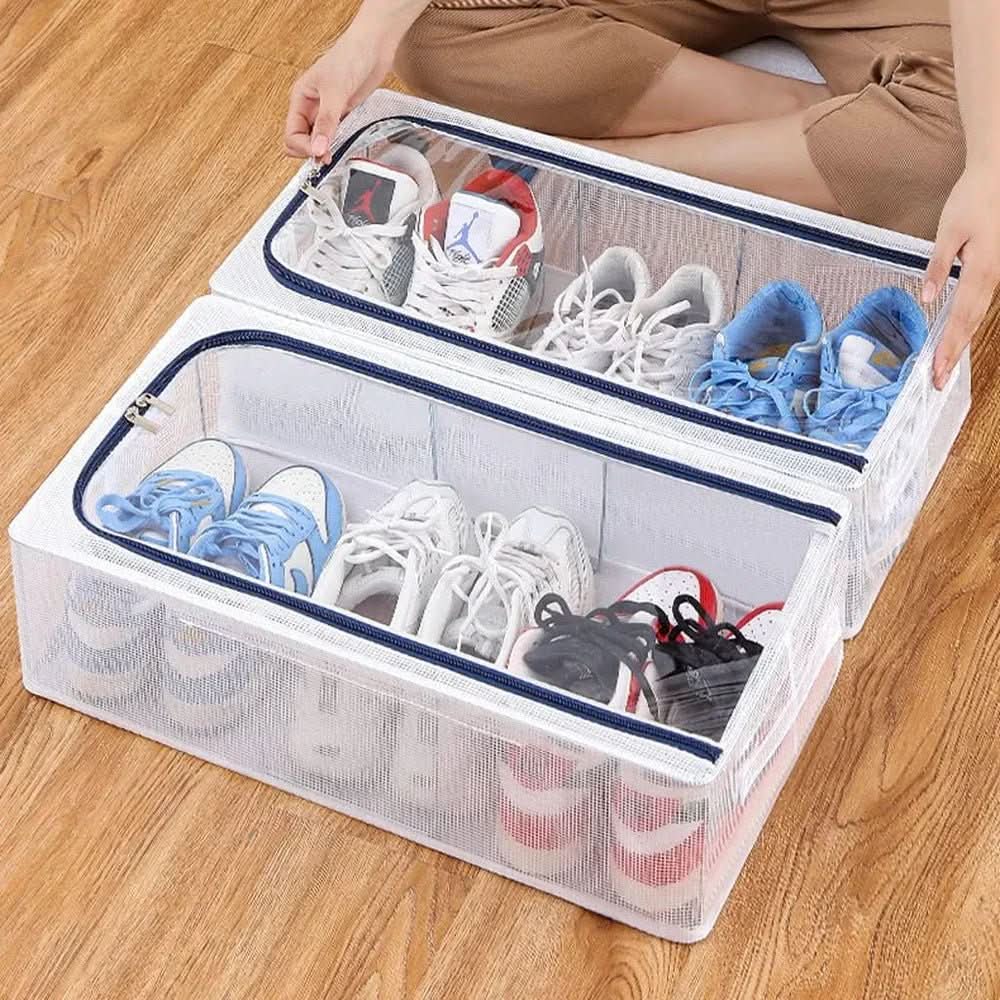 Shoe Storage Box Clear Stackable Ventilated Waterproof Protection