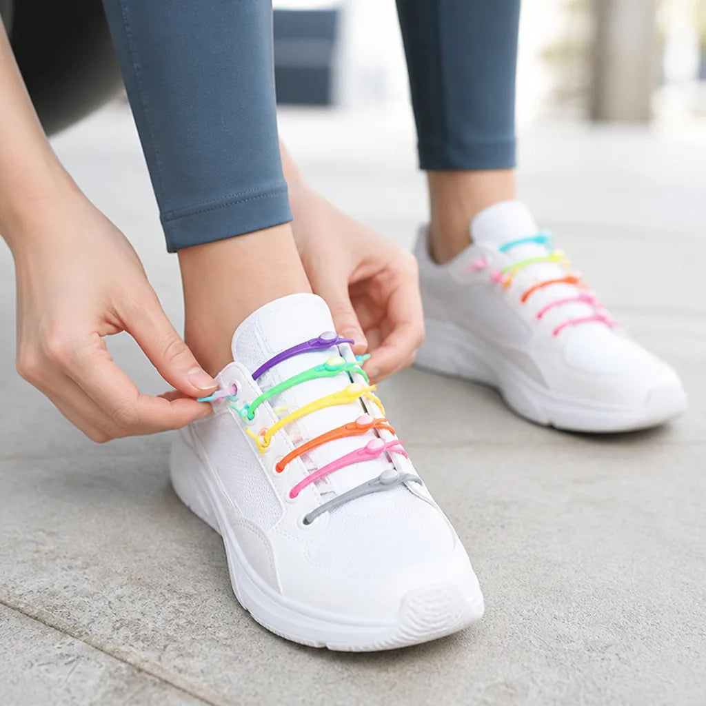 Shoelaces No-Tie Silicone Memory-Fit Pack of 12