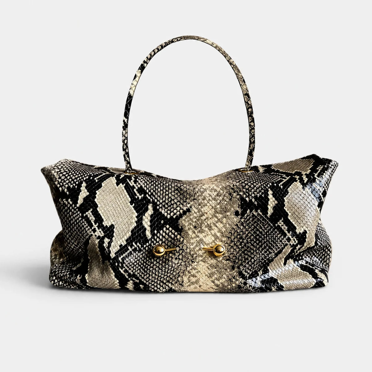 Shoulder Bag Crocodile-Texture Vegan Leather Spacious Interior