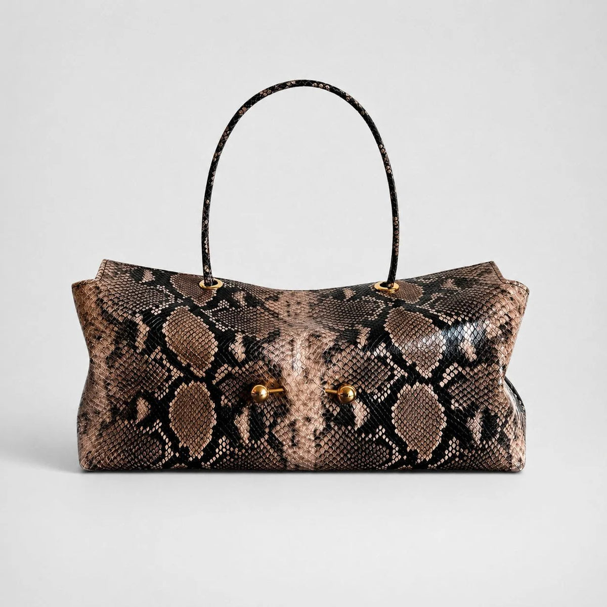 Shoulder Bag Crocodile-Texture Vegan Leather Spacious Interior Gold-Tone Hardware