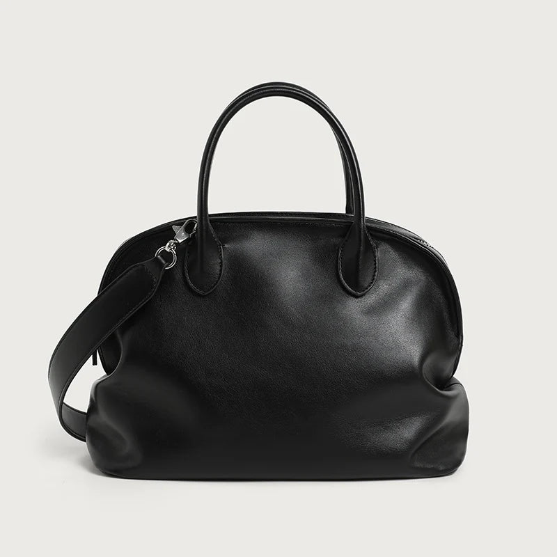 Shoulder Bag Leather Dual Handles Adjustable Strap