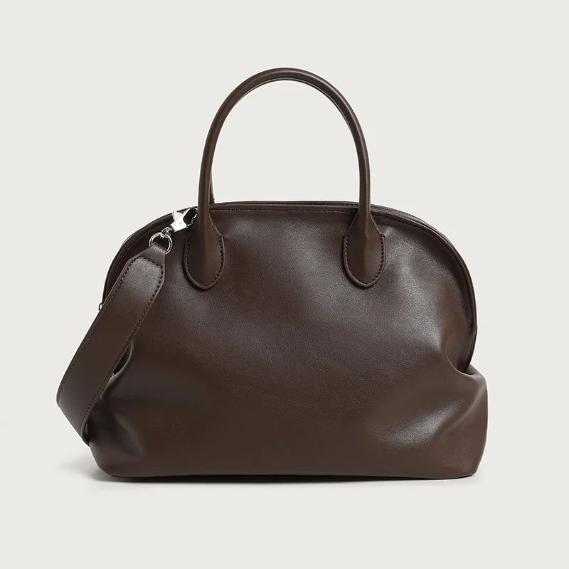 Shoulder Bag Leather Dual Handles Adjustable Strap