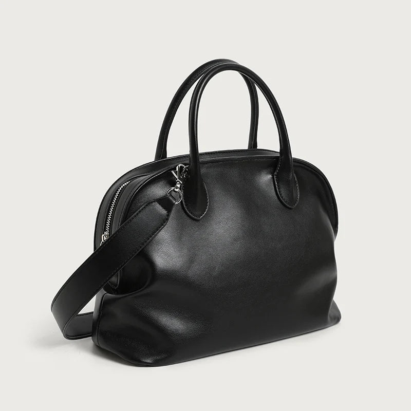 Shoulder Bag Leather Dual Handles Adjustable Strap