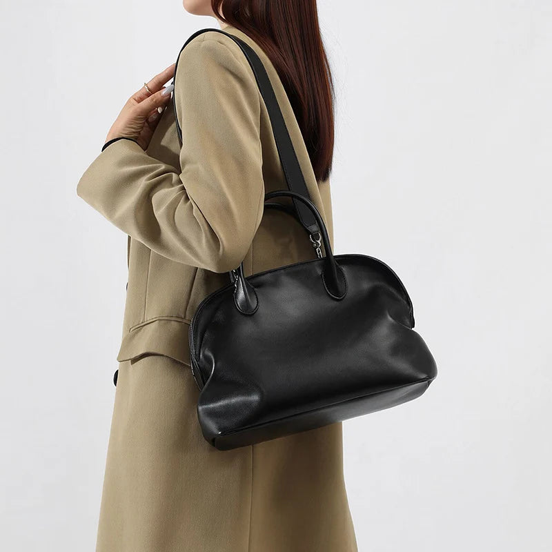 Shoulder Bag Leather Dual Handles Adjustable Strap