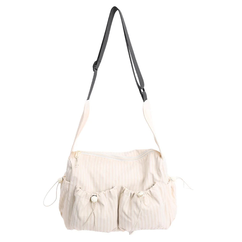 Shoulder Bag Plaid Adjustable Strap Multiple Pockets