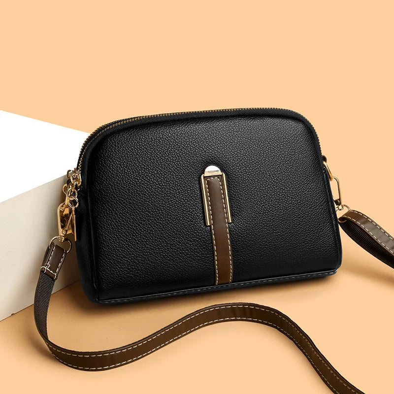 Shoulder Bag Textured Adjustable Strap Multiple Compartments