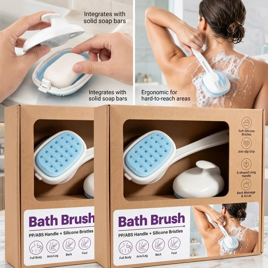 Shower Brush Silicone Bristles Long or Short Handle