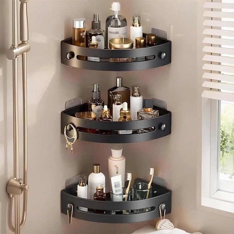 Shower Caddy Corner Design No-Drill Adhesive Mount Quick-Drain
