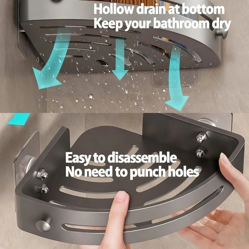 Shower Caddy Corner Design No-Drill Adhesive Mount Quick-Drain