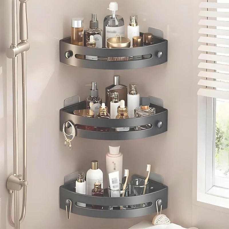 Shower Caddy Corner Design No-Drill Adhesive Mount Quick-Drain
