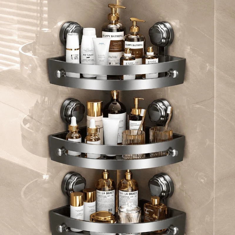 Shower Corner Shelf No-Drill Suction Mount Fast-Draining