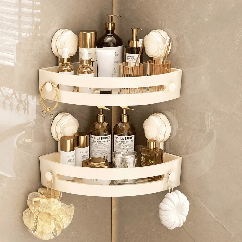 Shower Corner Shelf No-Drill Suction Mount Fast-Draining