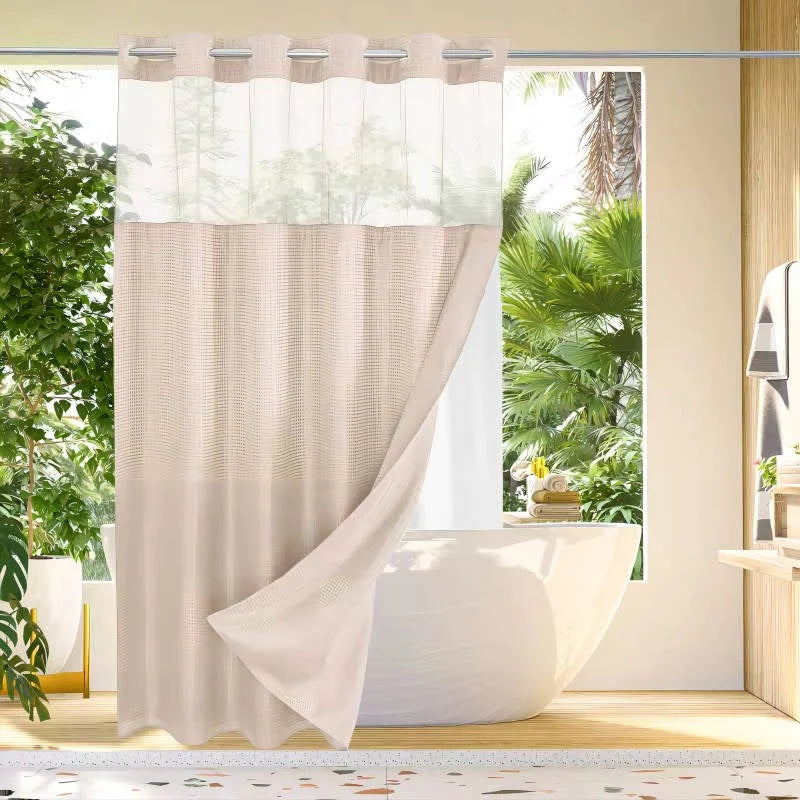 Shower Curtain Hookless Waterproof Integrated Liner