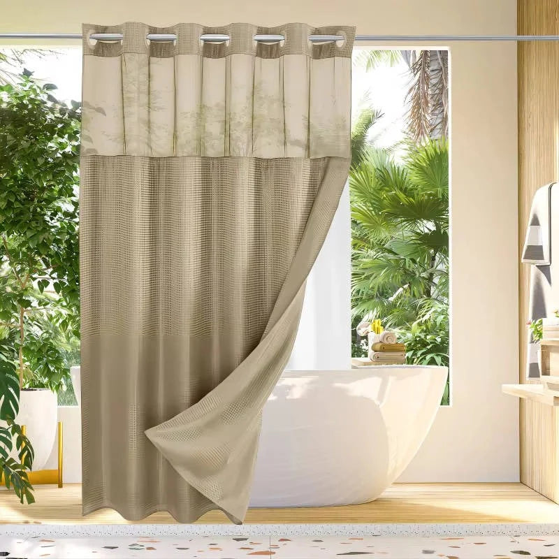 Shower Curtain Hookless Waterproof Integrated Liner