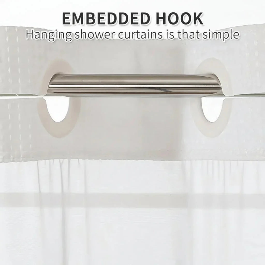 Shower Curtain Waffle Fabric Double-Layer Water-Resistant Liner Reinforced Eyelets