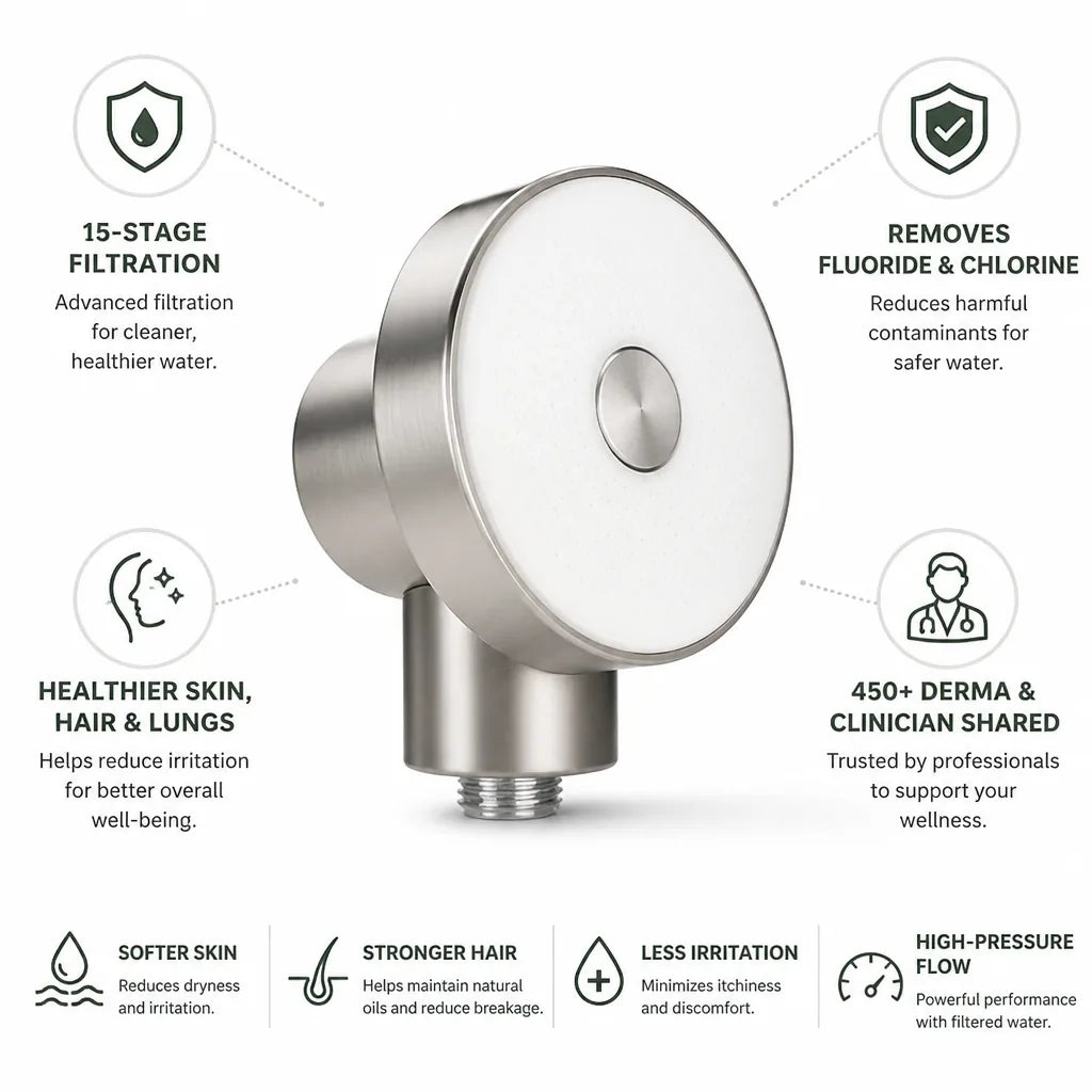 Shower Head Filtered High-Pressure Replaceable Cartridge