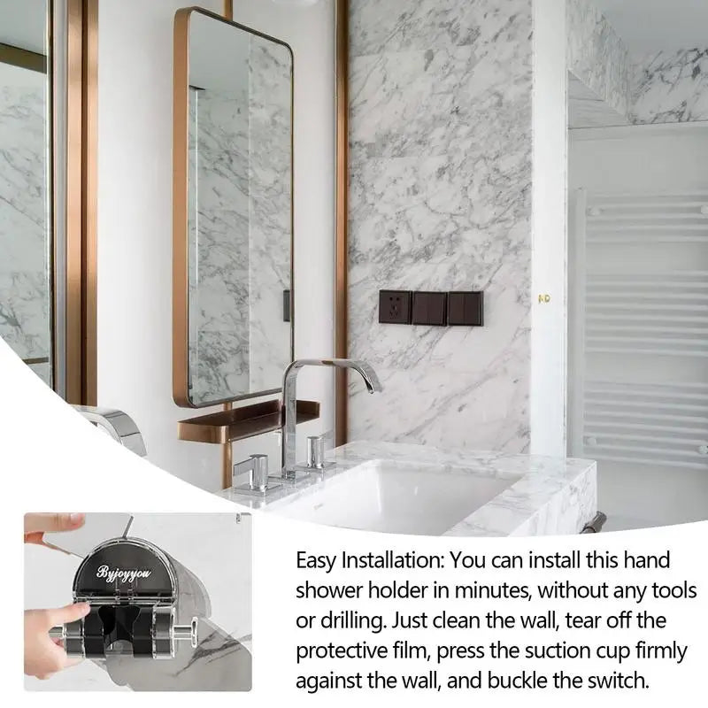 Shower Head Holder Adhesive Mount Adjustable Height & Angle