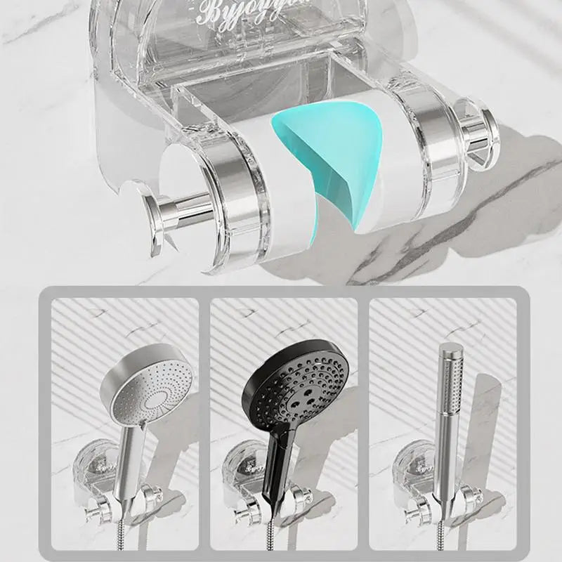 Shower Head Holder Adhesive Mount Adjustable Height & Angle