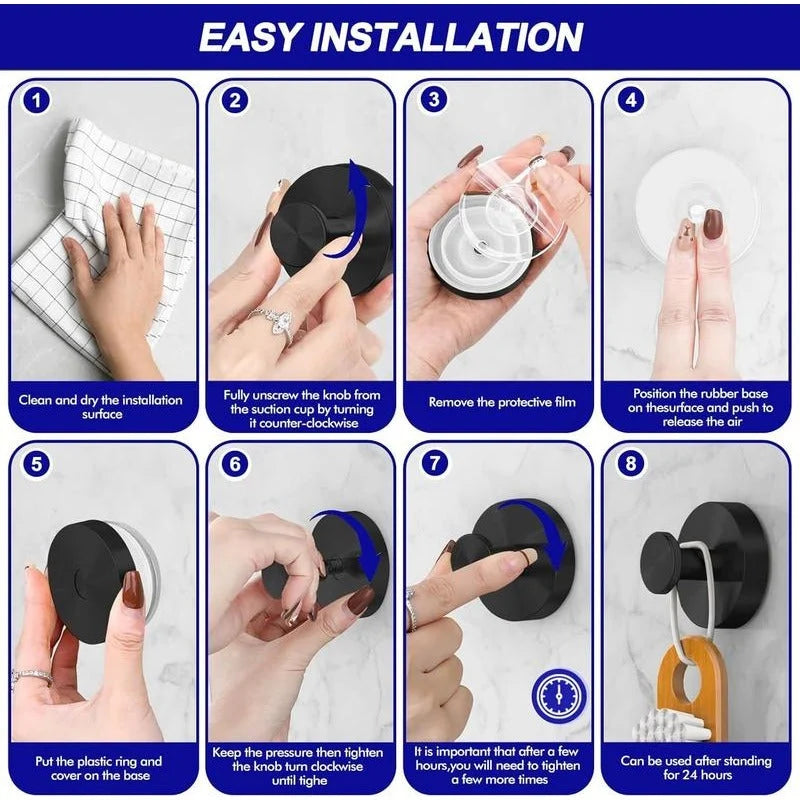 Shower Hooks Twist-Lock Suction Mount Waterproof & Rust-Resistant