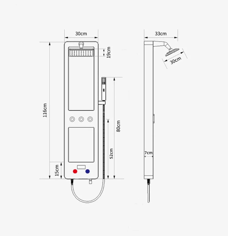Shower Set Rainfall Head Digital Temperature Display