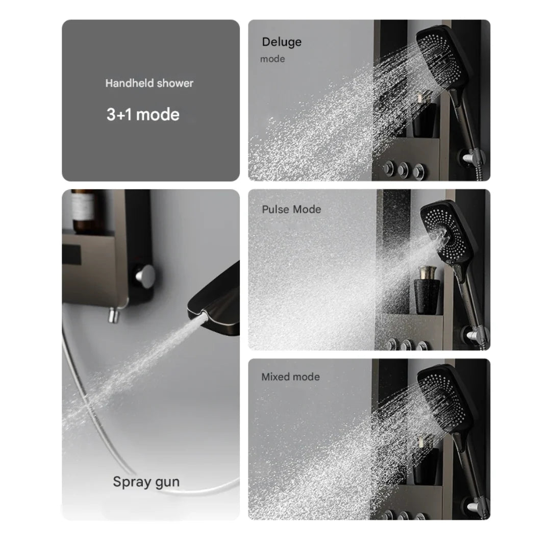 Shower Set Rainfall Head Digital Temperature Display