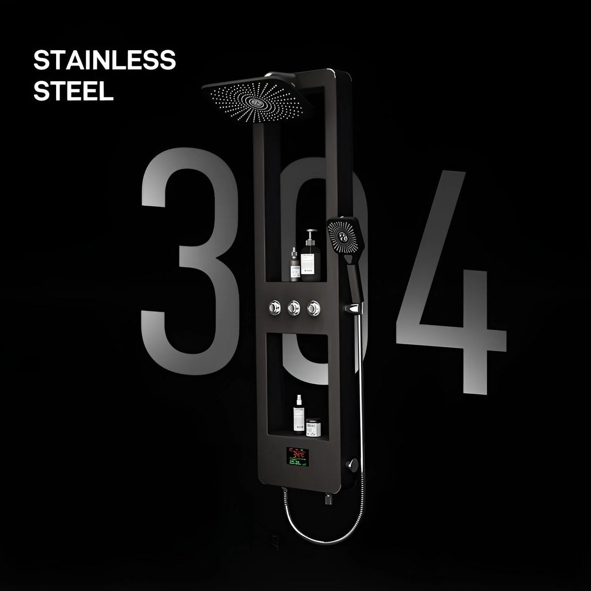 Shower Set Rainfall Head Digital Temperature Display
