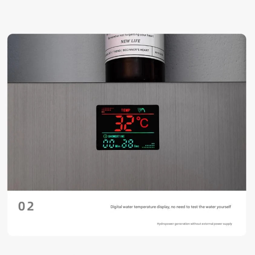 Shower Set Rainfall Head Digital Temperature Display