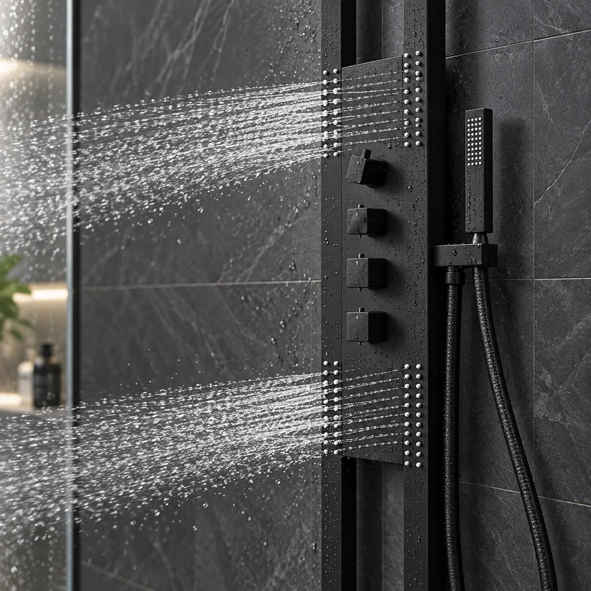 Shower Set Stainless Steel Waterfall Design Four Spray Patterns