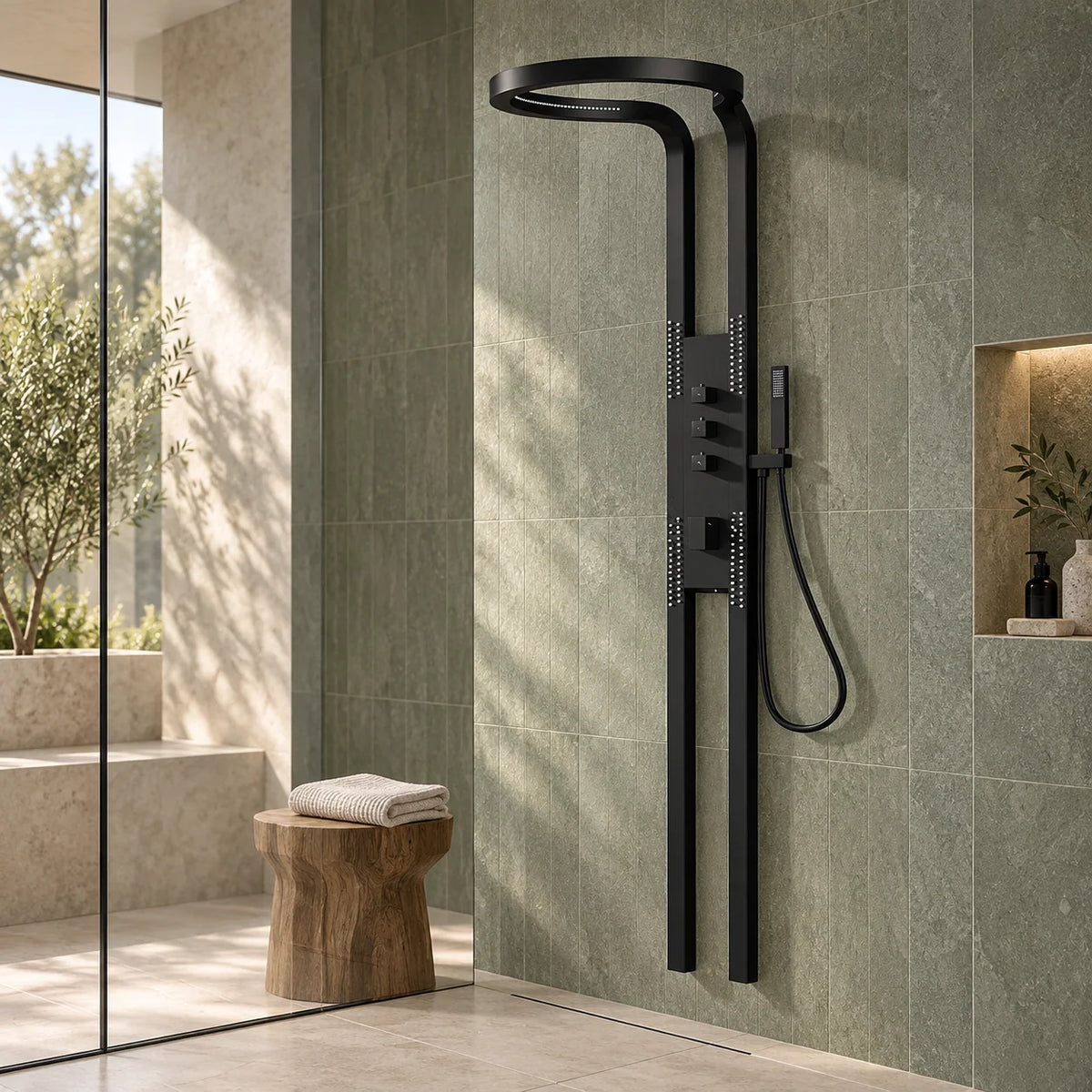 Shower Set Stainless Steel Waterfall Design Four Spray Patterns