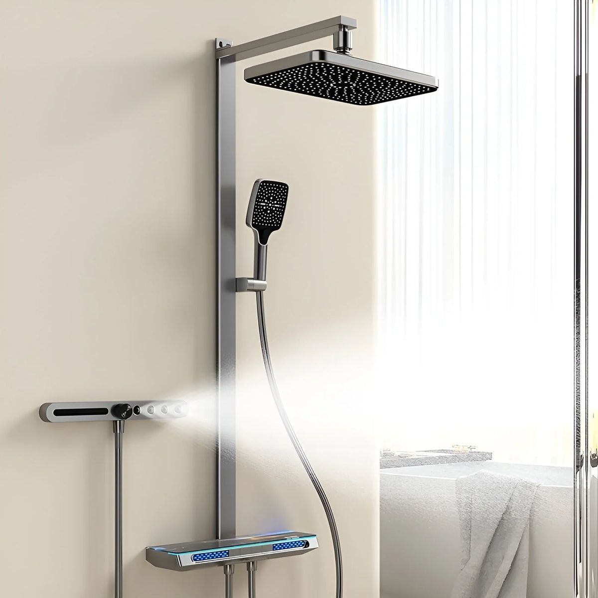 Shower Set Thermostatic Rainfall Head & Handheld Spray