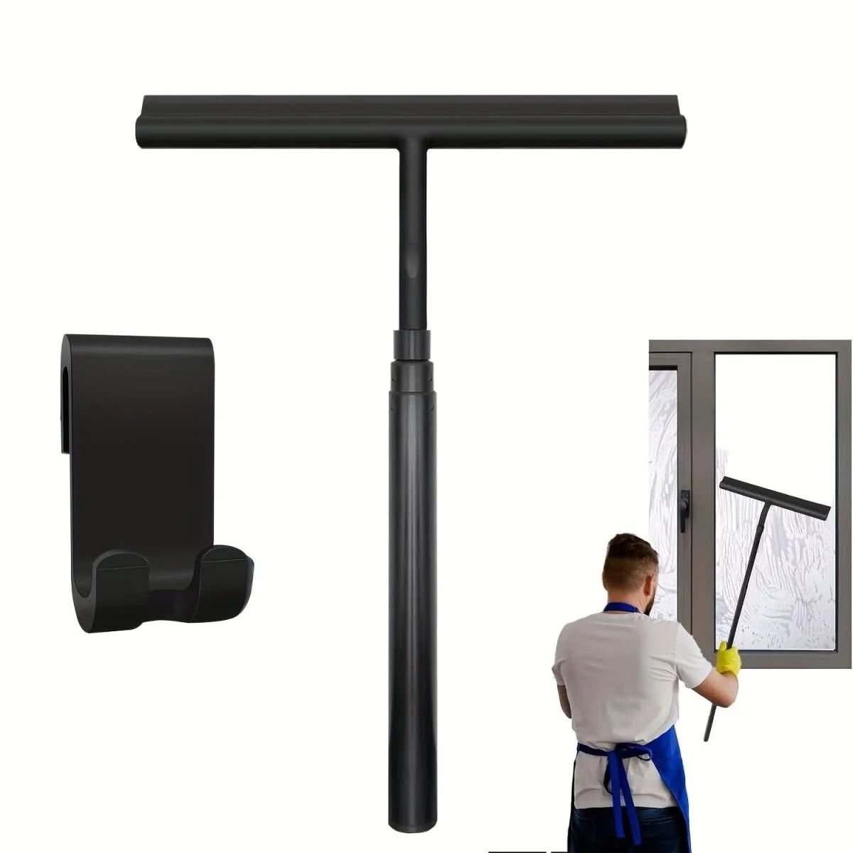 Shower Squeegee Telescopic Handle Streak-Free Silicone Blade