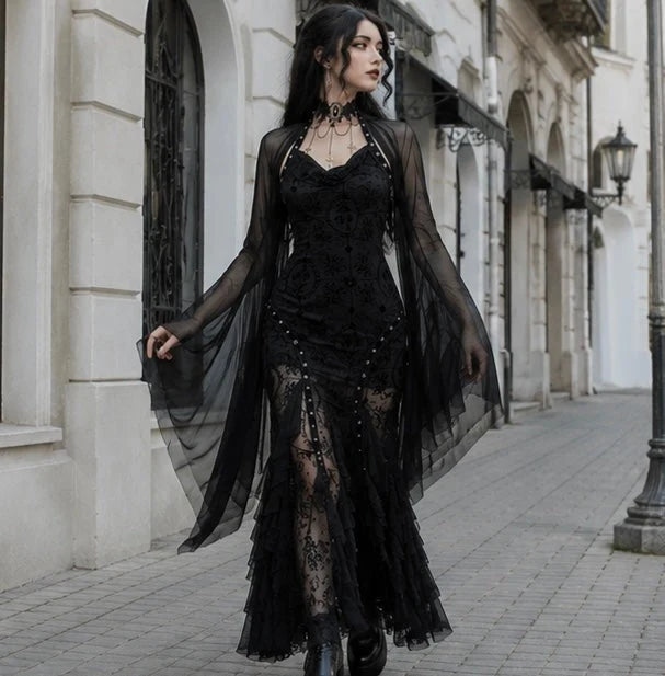 Shrug Sheer Mesh Cropped Bat Sleeves