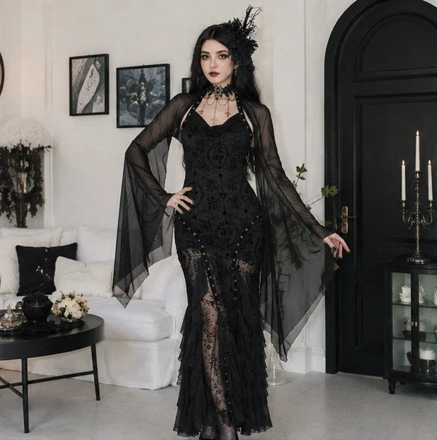 Shrug Sheer Mesh Cropped Bat Sleeves