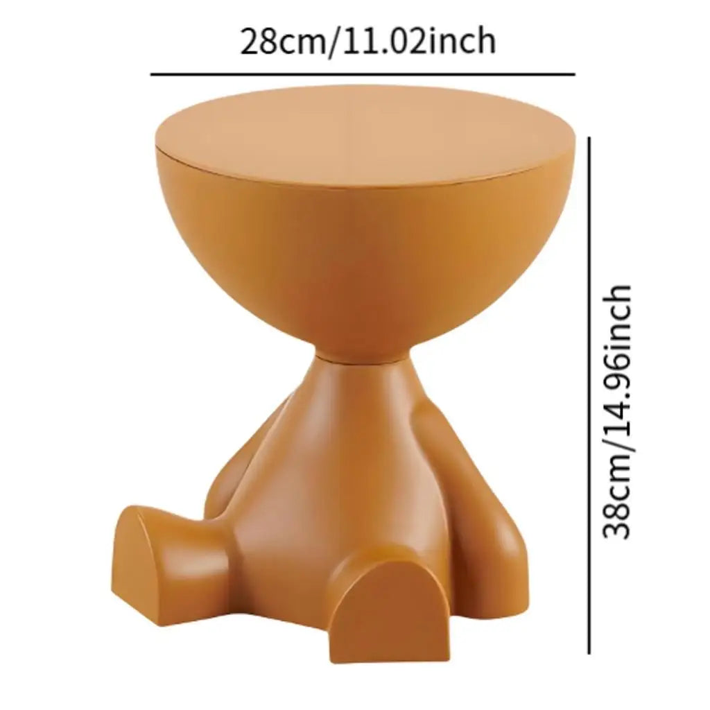 Side Table Bear Pedestal Flat Round Top Lightweight & Stable