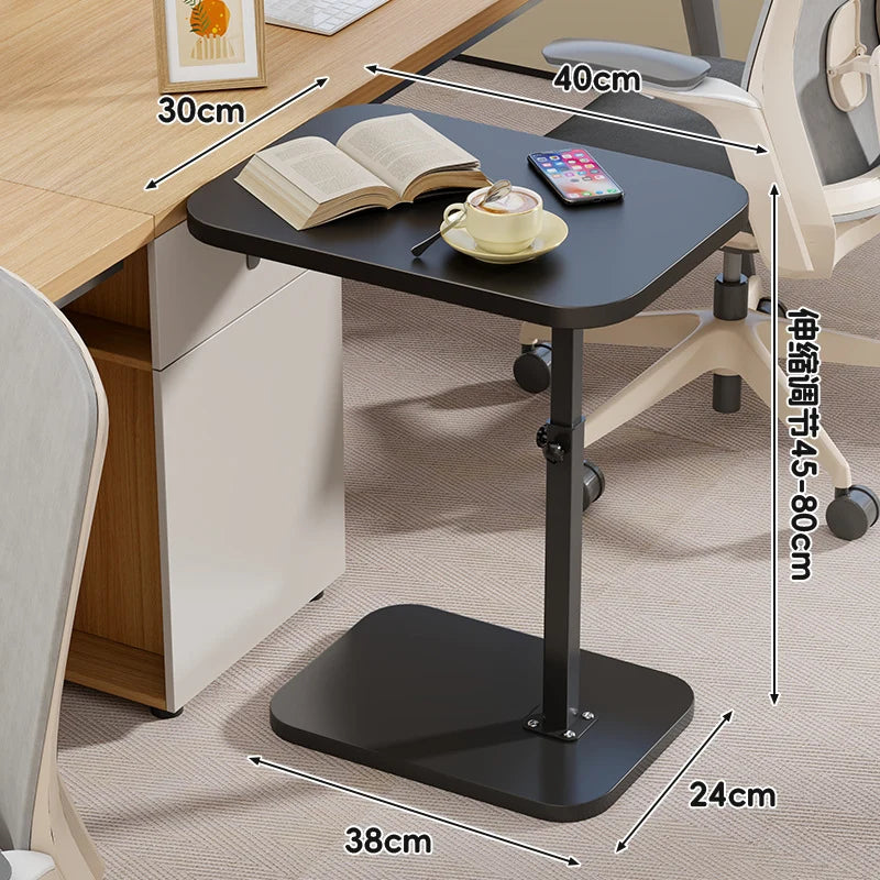 Side Table Height-Adjustable Wood-Look Top Stable Weighted Base