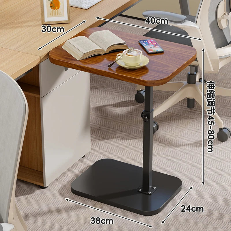 Side Table Height-Adjustable Wood-Look Top Stable Weighted Base