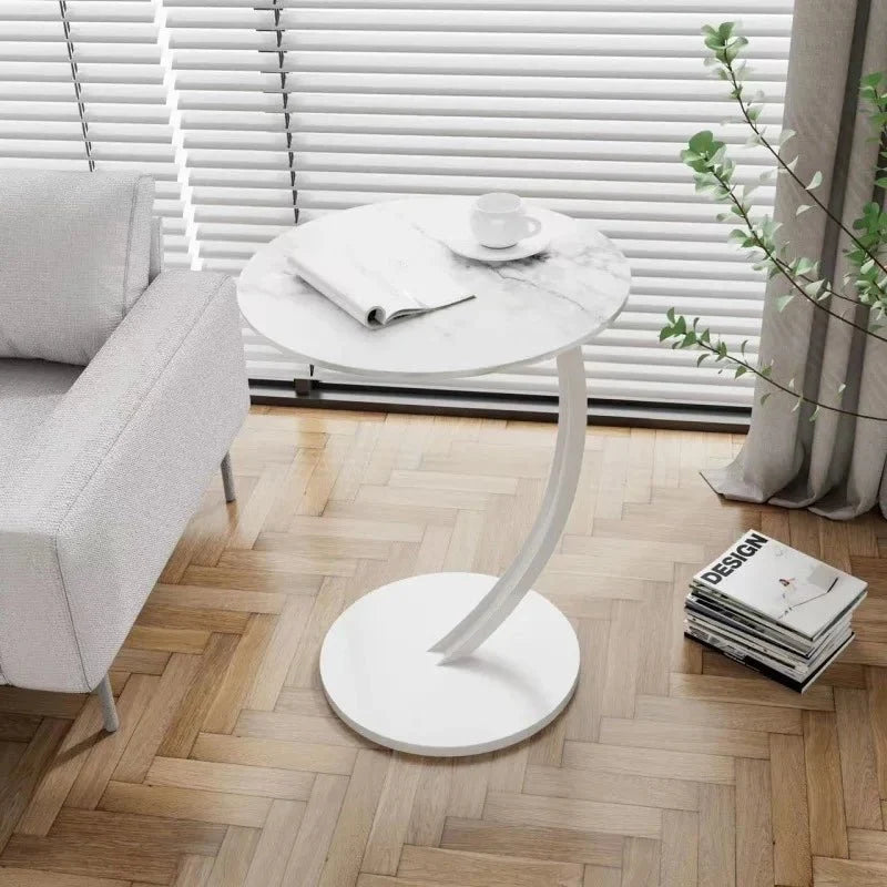 Side Table Wood And Steel Round Design Compact for Small Spaces