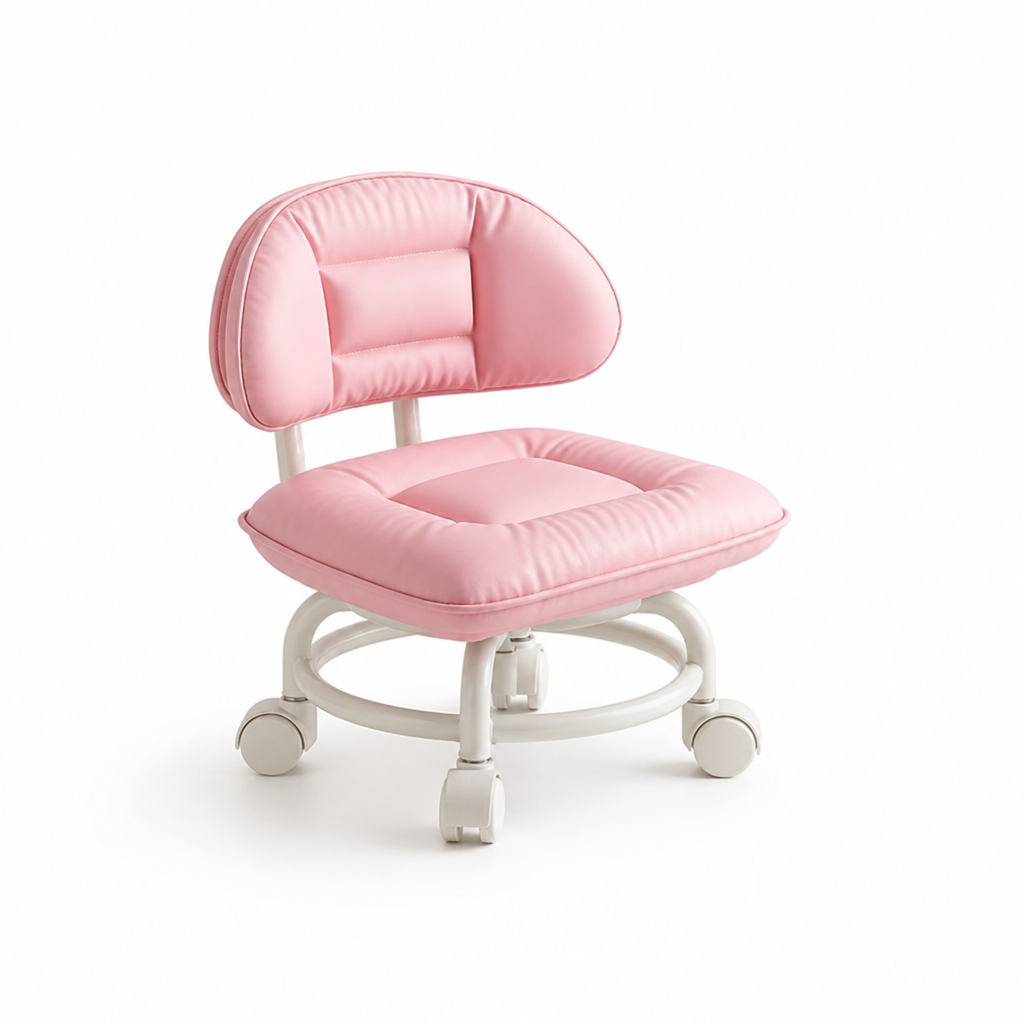 Silent 360° Casters Padded Swivel Stool With Backrest