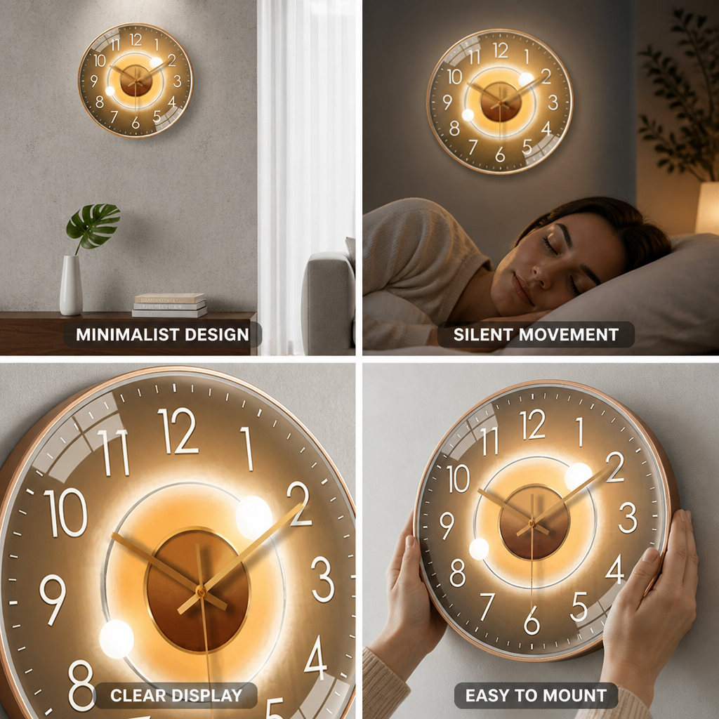 Silent Quartz Minimalist Wall Clock (30cm)