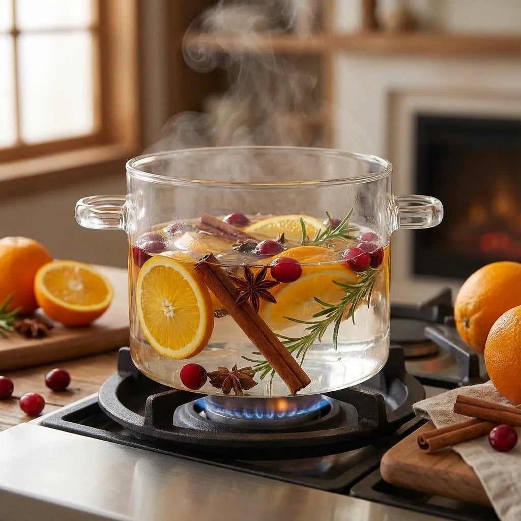Simmer Pot Clear Borosilicate Glass Stovetop-Safe With Lid