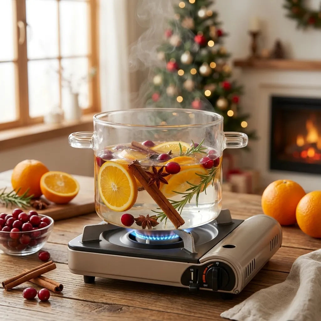 Simmer Pot Clear Borosilicate Glass Stovetop-Safe With Lid