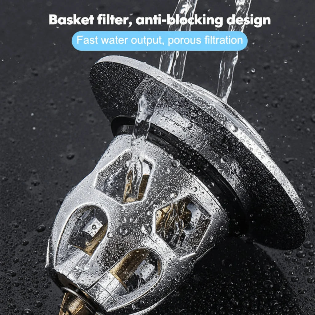 Sink Stopper Push-to-Seal Anti-Clog Stainless Steel