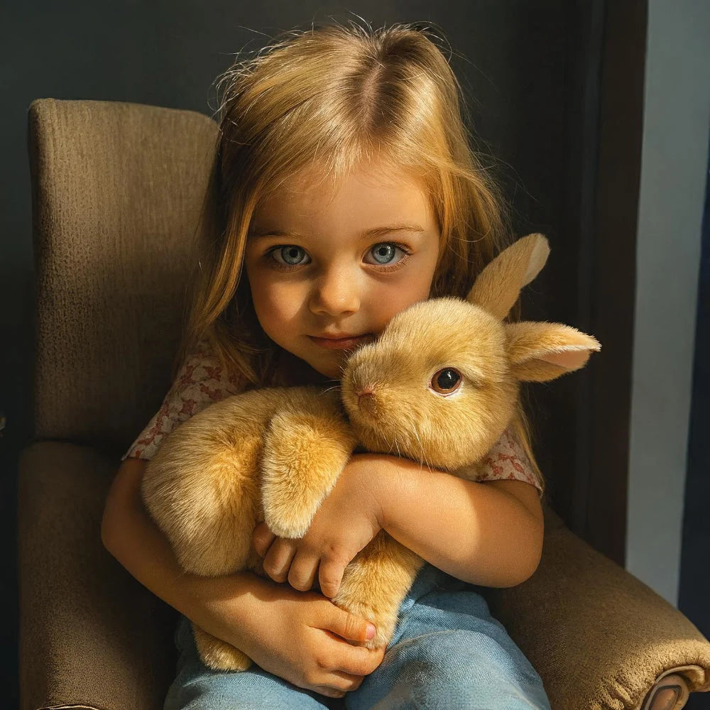 Sitting Rabbit Figurine Lifelike Soft Textured Finish Weighted Base